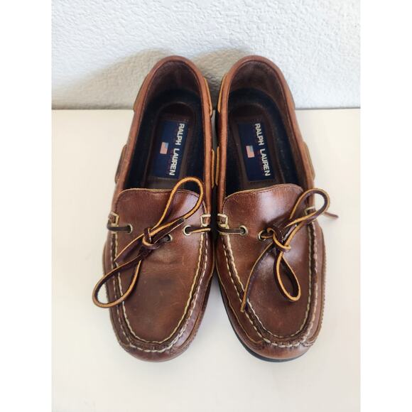 Ralph Lauren Polo Sport Brown Leather Loafer Men Size 8B Vintage